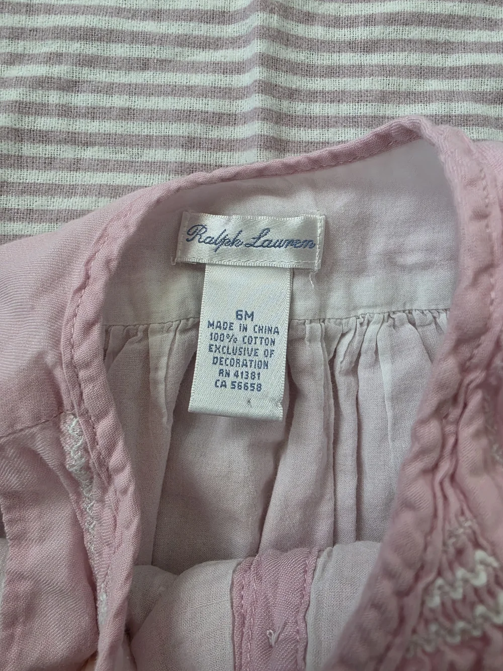 Ralph Lauren Smocked Bubble Romper | Pink | 6M
